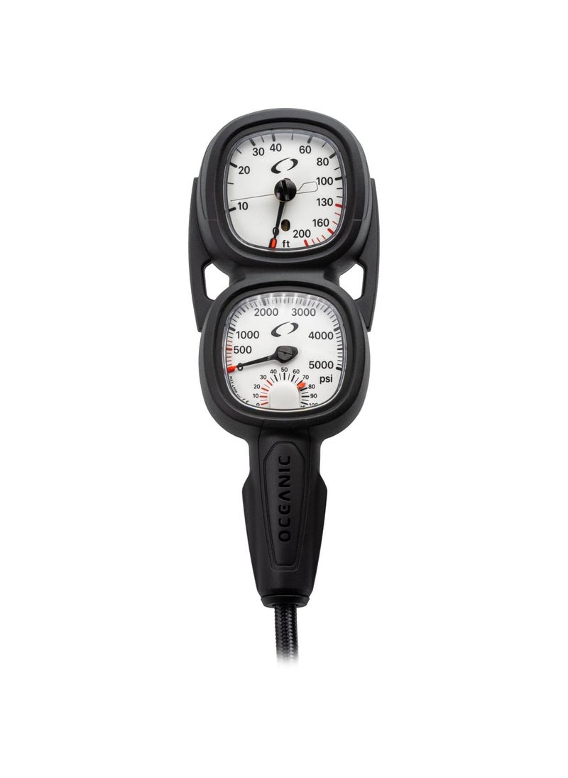 OCEANIC OCEANIC Maxview Combo Includes Pressure and Depth gauges  Oversized gauges for Easy Viewing  Pressure Gauge Available in PSI or Bar  36 House Included  PSIFahrenheitFeet 