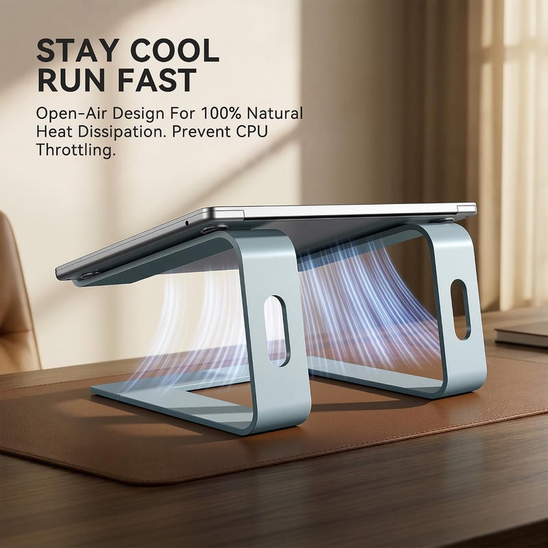 SOUNDANCE Laptop Stand, Aluminum Computer Riser, Ergonomic Laptops Elevator For Desk, Metal Holder Compatible With 10 To 15.6 Inches Notebook Computer, Aquamarine - Image 2