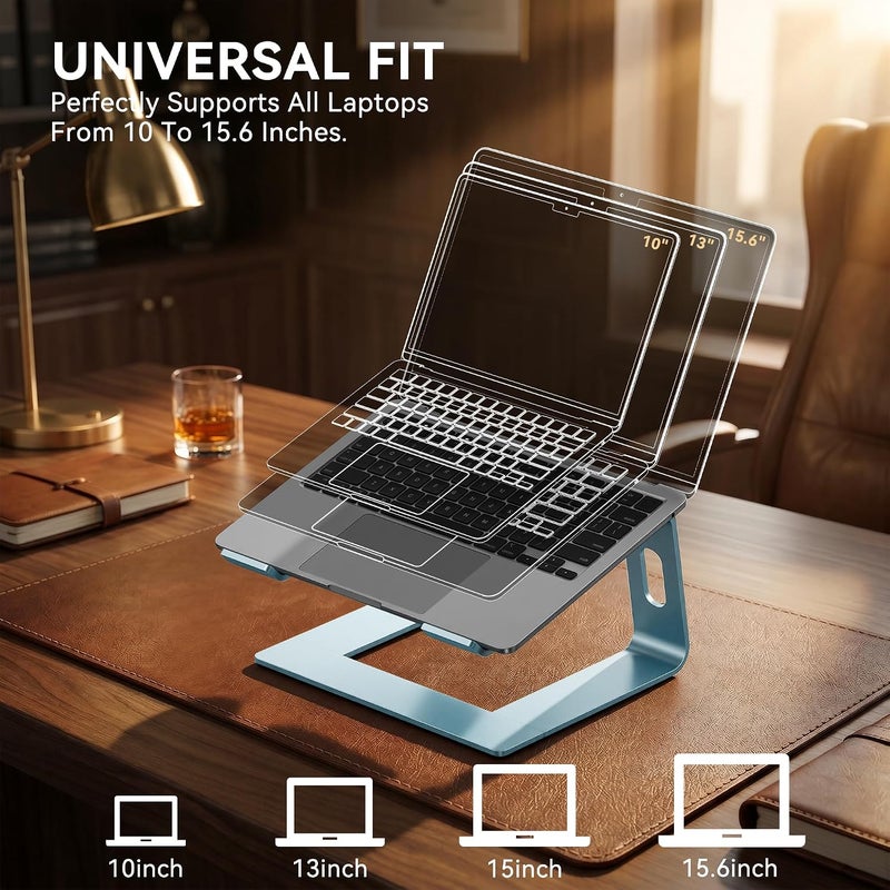 SOUNDANCE Laptop Stand, Aluminum Computer Riser, Ergonomic Laptops Elevator For Desk, Metal Holder Compatible With 10 To 15.6 Inches Notebook Computer, Aquamarine - Image 5