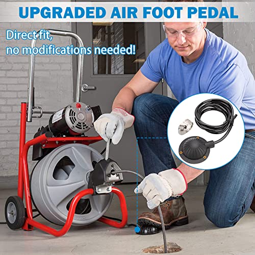 FEITON Air Foot Pedal, FEITON Air Foot Pedal Switch for Air- activated Drain Cleaning Machines, with 8' Long Hose for Ridgid K-400, K-380, K-3800, K750, K-7500, General, Spartan, Electric Eel, Trojan - Image 2