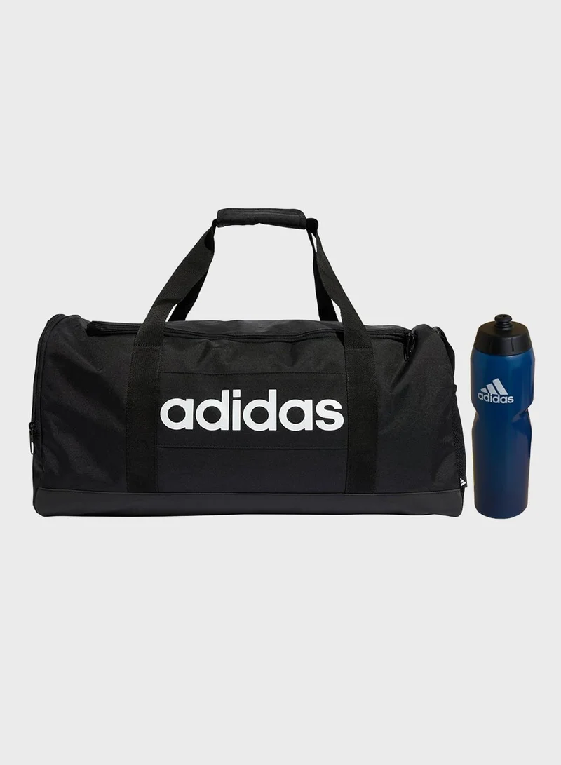 Adidas medium linear duffel with water bottle