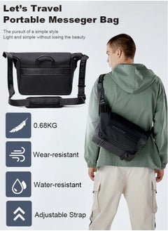 ARCTIC HUNTER Messenger Bag for Men,Lightweight Small Tablet Bag Water Resistant Crossbody School Satchel Bags Work Office Bag with Shoulder Strap,Black  - Image 2