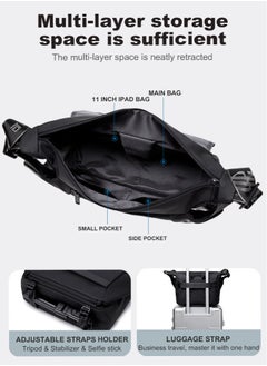 ARCTIC HUNTER Messenger Bag for Men,Lightweight Small Tablet Bag Water Resistant Crossbody School Satchel Bags Work Office Bag with Shoulder Strap,Black  - Image 4