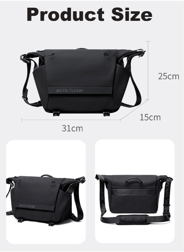 ARCTIC HUNTER Messenger Bag for Men,Lightweight Small Tablet Bag Water Resistant Crossbody School Satchel Bags Work Office Bag with Shoulder Strap,Black  - Image 3
