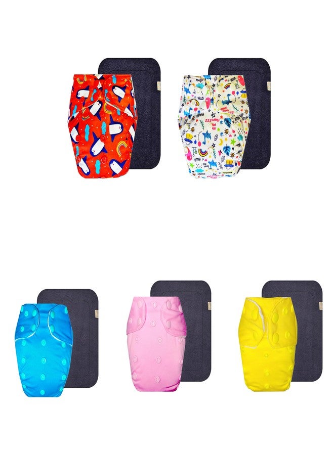 حفاضات قماشية فاخرة من دمبلدو مع حشوة رمادية (عبوة من 5) | ملائمة ومريحة | تسمح بمرور الهواء | سريعة الجفاف | مصممة من قبل الأمهات | من 3 أشهر إلى 3 سنوات | للجنسين - Image 1