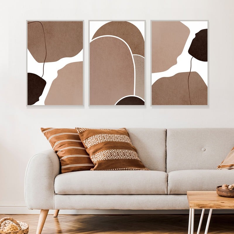 ماركتنا ثلاث لوحات قماشية بتصميم الفن البوهيمي مع برواز مجوف مقاس (90×40) ثلاث قطع - Image 3