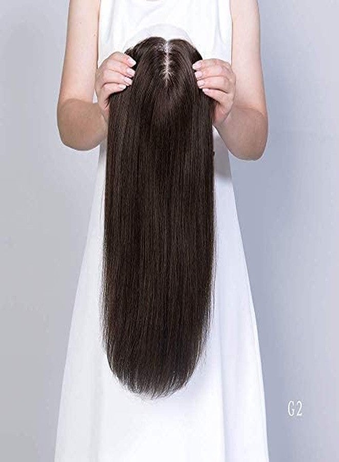 AASA Natural Brown Synthetic Hair Extension For Women And Girls, Silk Based Full Head Clip In Hair Wig/Hair Topper (19 Inches, Natural Brown)- Pack Of 1 - Image 1