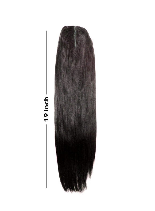 AASA Natural Brown Synthetic Hair Extension For Women And Girls, Silk Based Full Head Clip In Hair Wig/Hair Topper (19 Inches, Natural Brown)- Pack Of 1 - Image 3