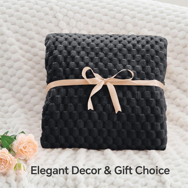 BEDELITE Fleece Throw Blanket for Couch & Bed - 3D Jacquard Decorative Black Blanket, Super Soft and Cozy Warm Fuzzy Blanket All Seasons Suitable, 50x60Inches - Image 4