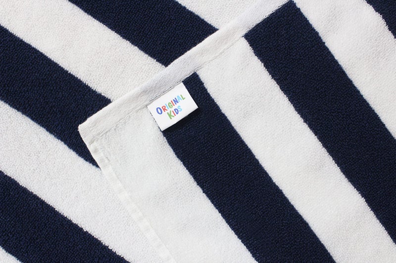 ORIGINAL KIDS Hooded Bath Towel Wrap - 100% Cotton Terry Large Oversized Hooded Kids Towel - Toddler Shower Pool Beach Towel - Soft Plush Absorbent Quick Dry Easy Care Gift - 30x60- Cabana Stripe Blue - Image 5