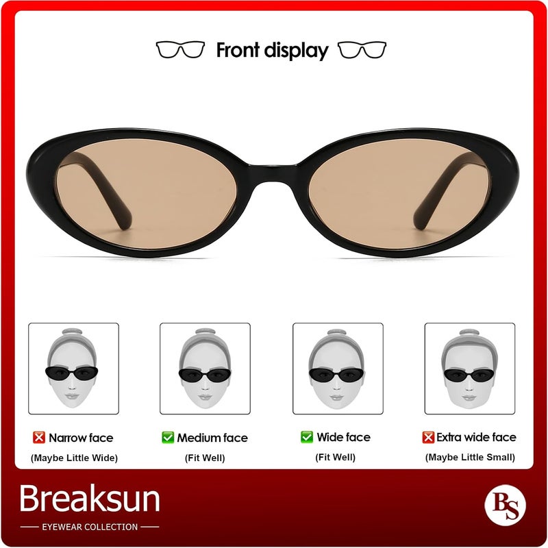 Breaksun Retro Oval Sunglasses for Women Men Fashion Small Oval Sunglasses 90s Vintage Shades - Image 5