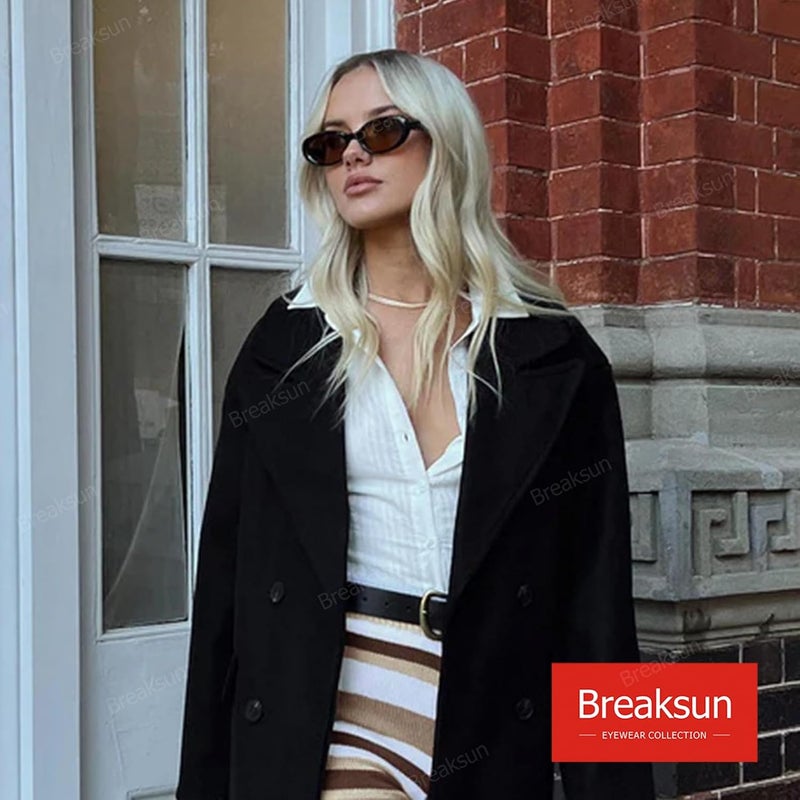 Breaksun Retro Oval Sunglasses for Women Men Fashion Small Oval Sunglasses 90s Vintage Shades - Image 2