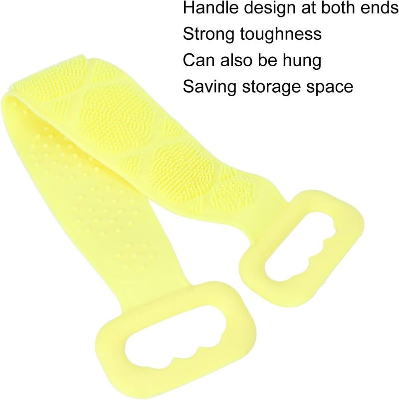 klarako Silicone Back Scrubber, Double Sided Bath Shower Exfoliating Back Cleaning Belt, powerful body cleaning Strap cleansing pores, preventing acne from clogging back pores for Men Women(yellow) - Image 5
