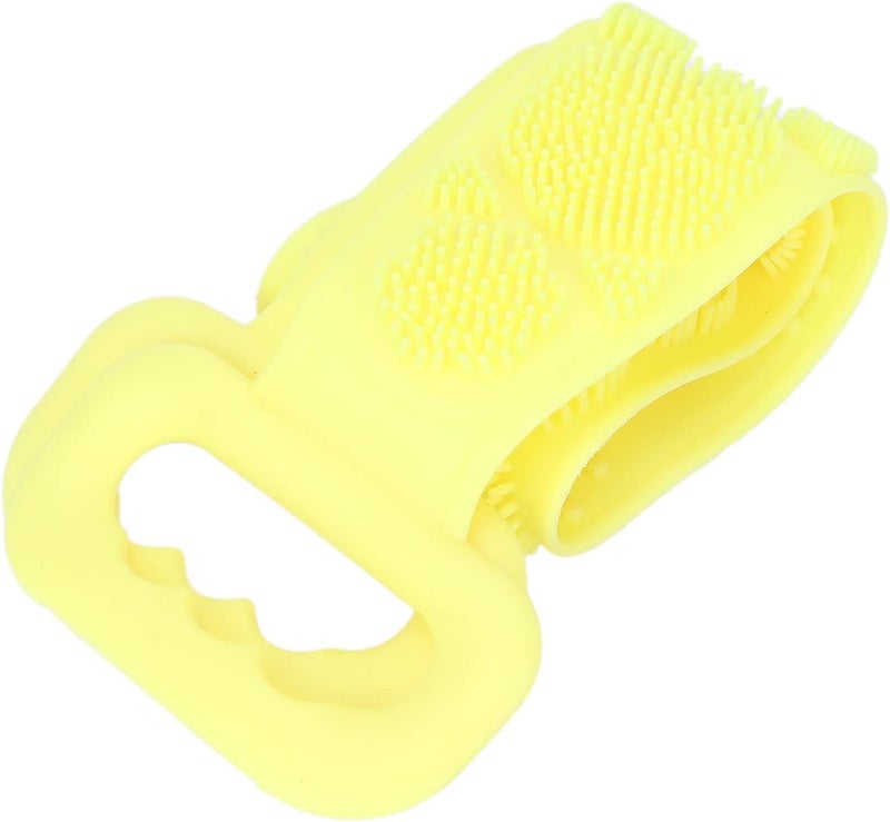 klarako Silicone Back Scrubber, Double Sided Bath Shower Exfoliating Back Cleaning Belt, powerful body cleaning Strap cleansing pores, preventing acne from clogging back pores for Men Women(yellow) - Image 4