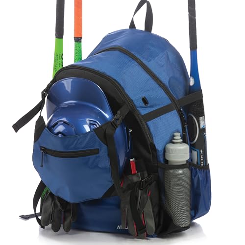 Athletico Advantage Baseball Bag - Baseball Backpack with External Helmet Holder for Baseball, T-Ball & Softball Equipment & Gear for Youth and Adults | Holds Bat, Helmet, Glove, Shoes (Blue) - Image 1