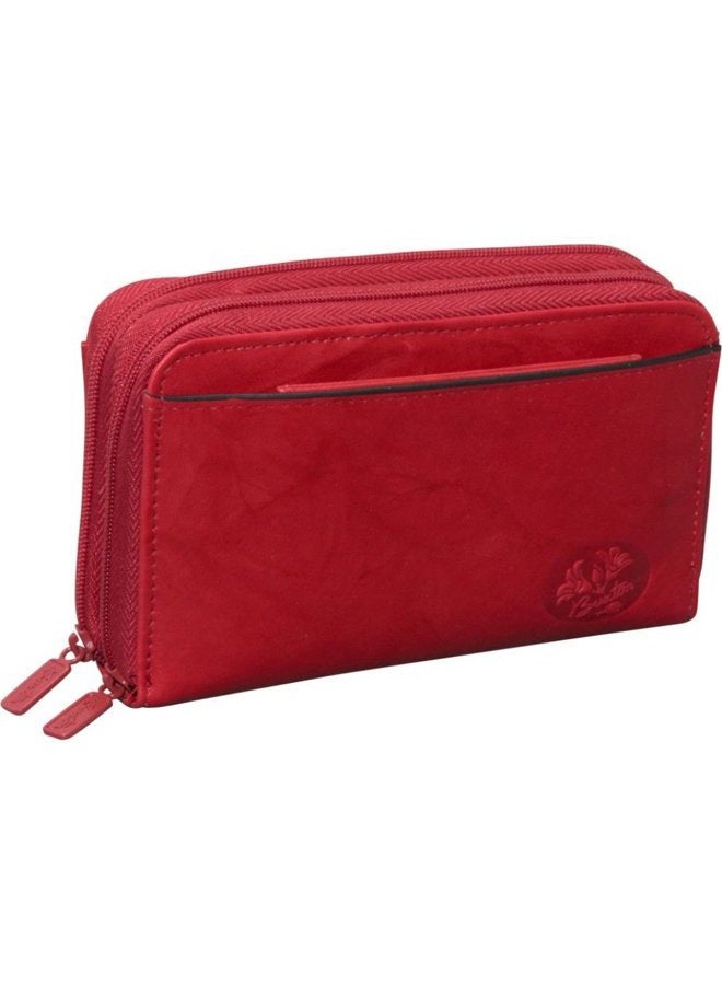 Women's Heiress Double Zip Organizer, Red, One Size
