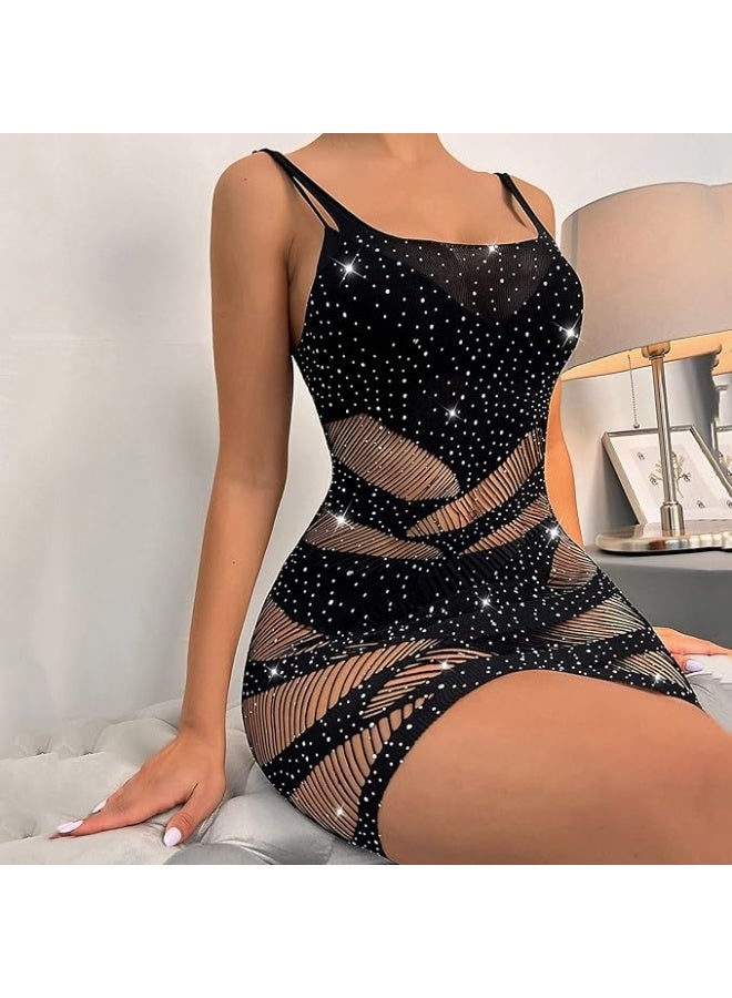 4basix Body Stocking Lingerie for Women Lingerie Fishnet Mesh Lingerie Babydoll Bodysuits Teddy Nightie BodyStockings, One Size Through Bodysuit - Image 4