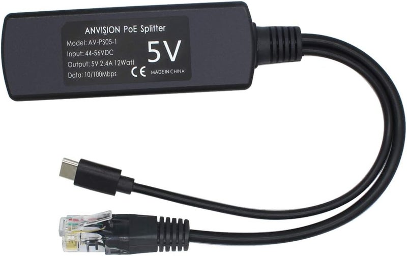 ANVISION 4-Pack 5V PoE Splitter, USB Type C, 48V to 5V 2.4A, IEEE 802.3af Compliant, 10/100Mbps - Image 5