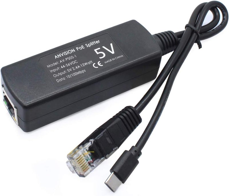 ANVISION 4-Pack 5V PoE Splitter, USB Type C, 48V to 5V 2.4A, IEEE 802.3af Compliant, 10/100Mbps - Image 4