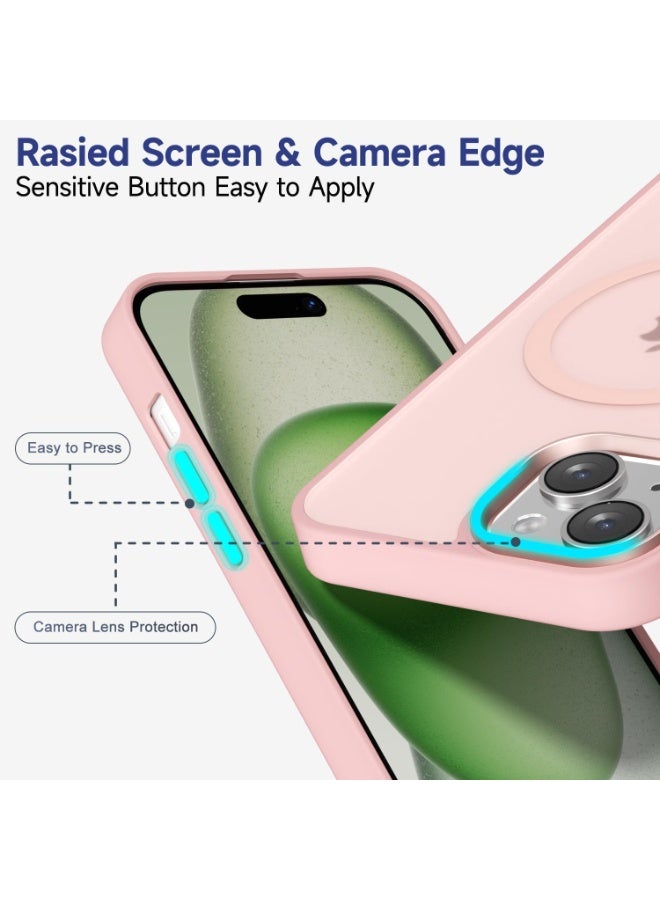أكاليكس جراب مغناطيسي لهاتف آيفون 15 [مقاوم للصدمات ونحيف] غطاء خلفي صلب غير لامع مع حماية عالية الجودة | وردي - Image 3