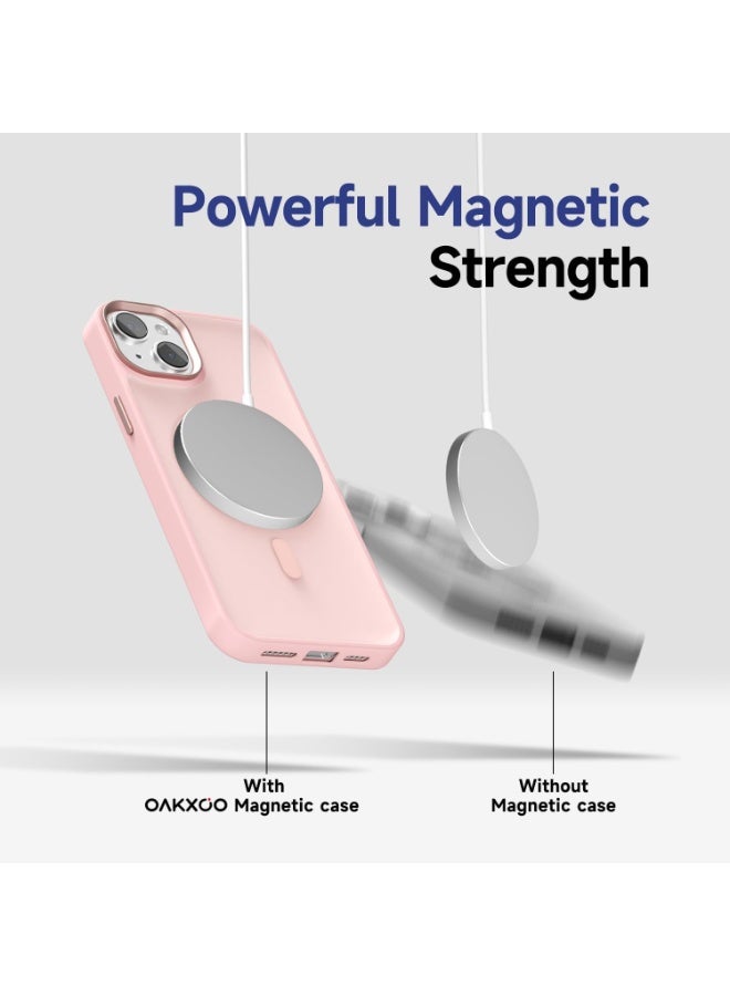 أكاليكس جراب مغناطيسي لهاتف آيفون 15 [مقاوم للصدمات ونحيف] غطاء خلفي صلب غير لامع مع حماية عالية الجودة | وردي - Image 4
