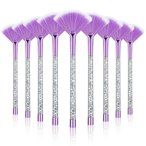 Maitys 9 Pieces Facial Fan Mask Brushes Soft Facial Applicator Brushes Tools for Peel Glycolic Makeup for Mud CreamPurple Silver - Image 1