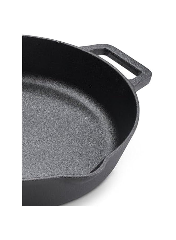 Green Tiger Cast Iron Dual Handle Fry Pan 24 cm | Cast Iron Skillet | Induction Frying Pan | Iron Fry Pan | Pre-Seasoned Cast Iron Cookware - Image 2