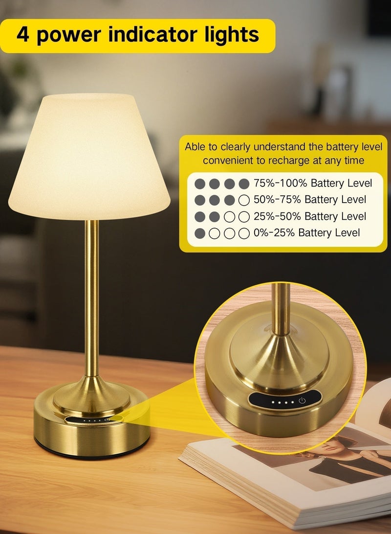 OUTON Portable Cordless Table Lamp, Study Lamp, Modern Minimalist Small Desk Lamp, 4000mAh Rechargeable Battery Powered Wireless Light, 3-Color Dimmable Touch Lamp for Dining Room, Living Room, Bedroom & Bedside (Gold) - Image 5