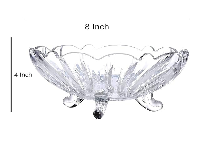 Shrevi Crystal Glass Serving Fruit Bowl Vegetable Bowl Table Fruit Bowl DryFruit Bowl Desert Bowl Dining Table Designer Bowl Fruit Salad Bowl - Image 3
