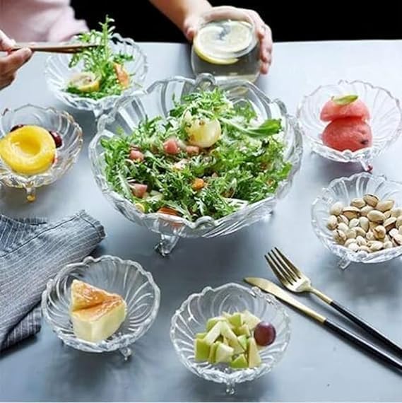 Shrevi Crystal Glass Serving Fruit Bowl Vegetable Bowl Table Fruit Bowl DryFruit Bowl Desert Bowl Dining Table Designer Bowl Fruit Salad Bowl - Image 5