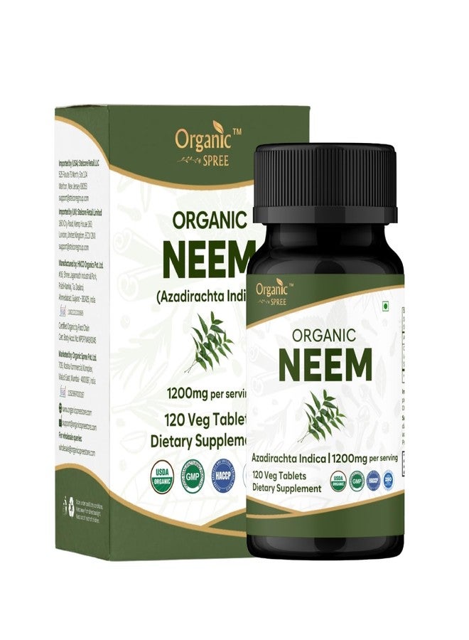 ORGANIC SPREE Neem 120 Tablets | Azadirachta Indica (Neem) | USDA Organic Certified | Healthy Skin and Detox* | Dietary Supplement - 120tab - Image 1