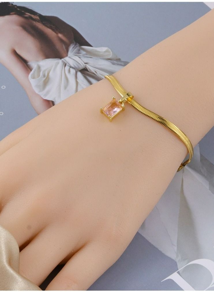 Kenzs 18K Gold Pink Haoshi Simple Bracelet - Image 2