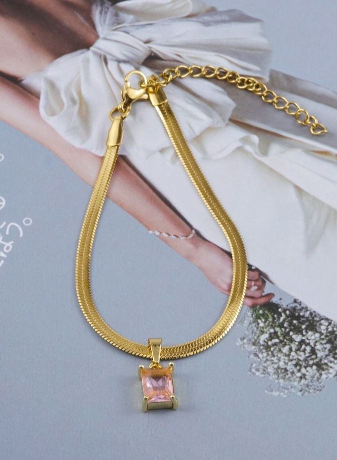 Kenzs 18K Gold Pink Haoshi Simple Bracelet - Image 1