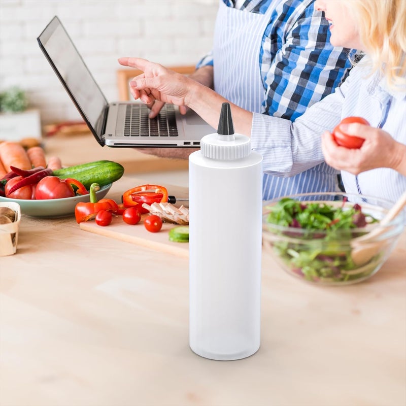 BRIGHTFROM Condiment Squeeze Bottles 8 OZ Wide Neck Empty Squirt Bottles  Removable TopCap Leak Proof for Ketchup Mustard Syrup Sauces Dressing Oil Arts  Crafts BPA FREE Plastic  2 PACK - Image 2