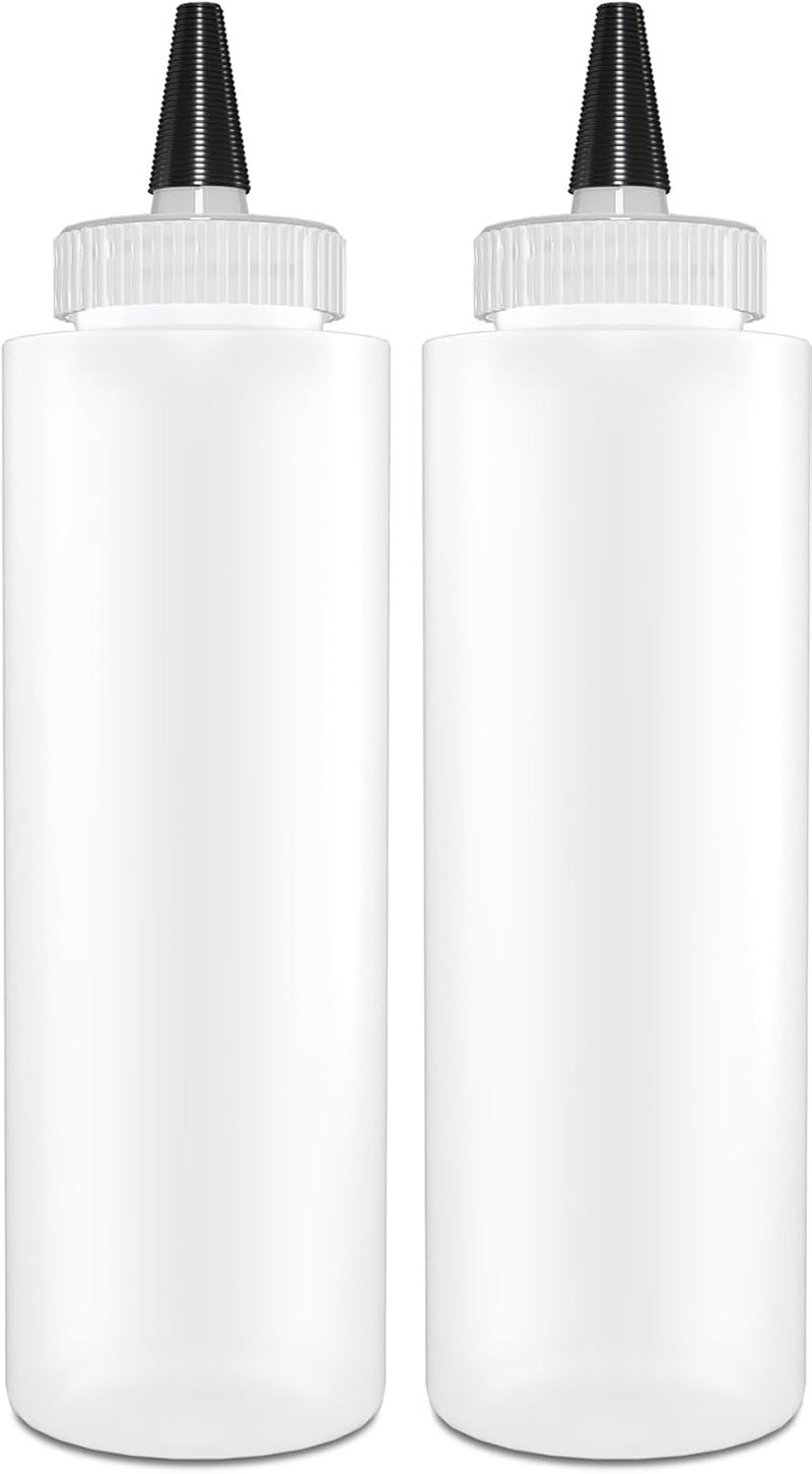 BRIGHTFROM Condiment Squeeze Bottles 8 OZ Wide Neck Empty Squirt Bottles  Removable TopCap Leak Proof for Ketchup Mustard Syrup Sauces Dressing Oil Arts  Crafts BPA FREE Plastic  2 PACK - Image 1