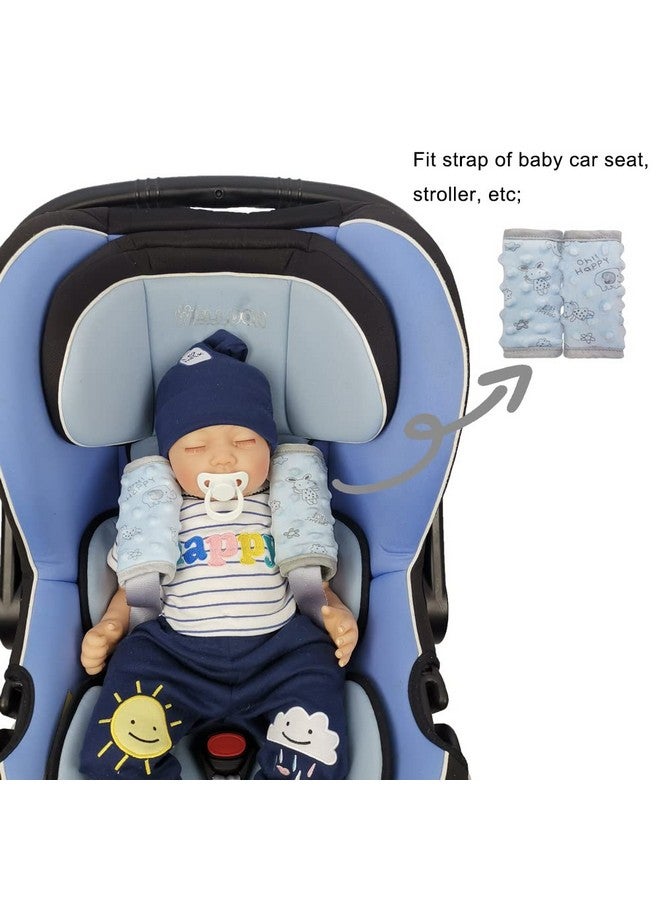 DODO NICI car seat Strap Cover for Baby, seat Belt Cover Cushion, Belt Pads fit Baby Carrier/Pushchair/Stroller, Cozy Peace Dotted Minky, Blue - Image 2