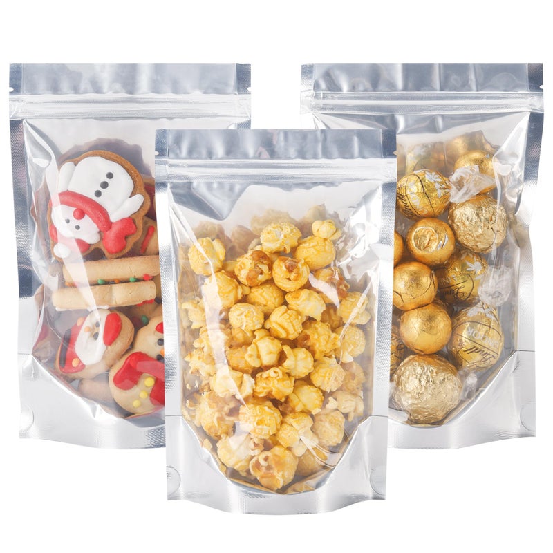 LOKQING 100 PACK Mylar Bags for Food Storage and Resealable Bags for Small Business Packaging Supplies Great for Party Favor Food Storage Bags(Silver,5x8Inches) - Image 1