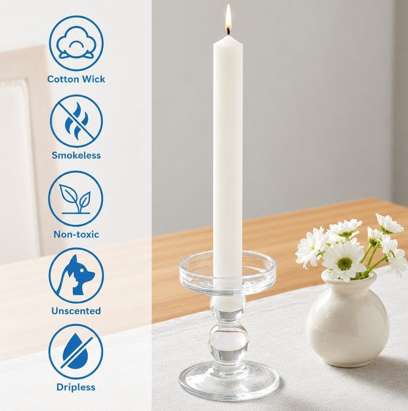 O2. Set of 8 Premium Unscented Taper Candles – Long Burning Elegant Decorative Candles - Image 4