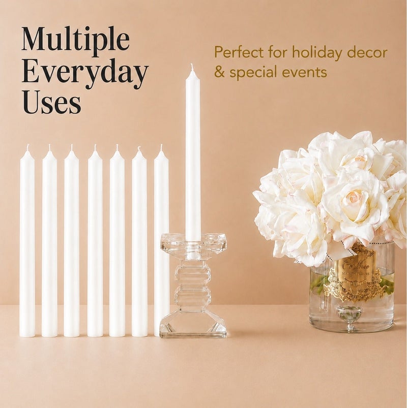 O2. Set of 8 Premium Unscented Taper Candles – Long Burning Elegant Decorative Candles - Image 3