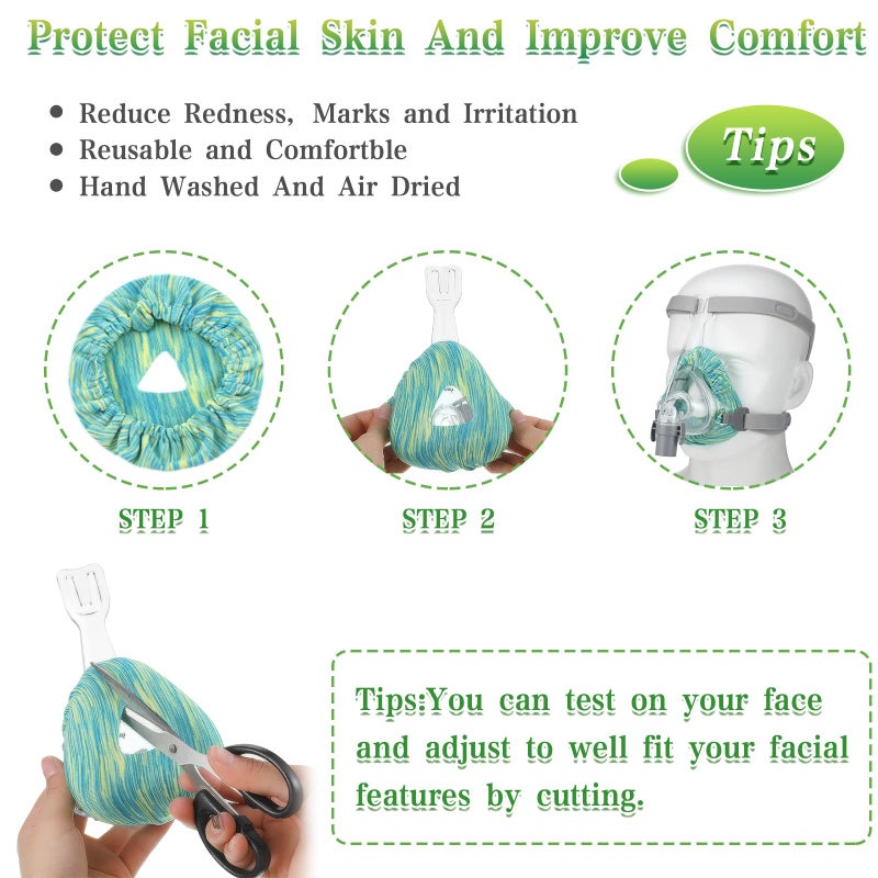 Tudomro 6 Packs Mask Liners for Full Face Cover Cushions Reusable Soft Mask Reduce Facial Redness Apnea(Mixed Color) - Image 3