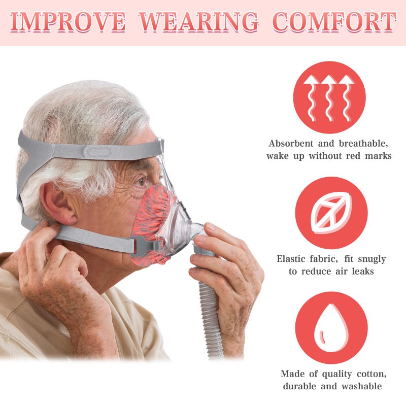 Tudomro 6 Packs Mask Liners for Full Face Cover Cushions Reusable Soft Mask Reduce Facial Redness Apnea(Mixed Color) - Image 4