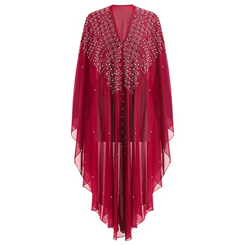 OBEEII Abayas for Women Muslim Abaya Long Sleeve Beaded Embroidery Maxi Dress Loose Full Cover Islamic Dubai Robe Kaftan Abayas BS05 One Size