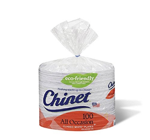 Chinet Classic White, Round All Occasion Fiber Plates, 8.75 Inch, 100 Count - Image 1