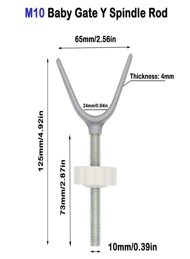 LhyBtm 2 Pack Baby Gate Y Spindle Rod M10 (10mm) Stair Banister Baby Gate Adaptors, Replacement Bolt Part for Baby & Pet Pressure Mounted Safety Gates, Baby Tension Gate Extender - Image 2