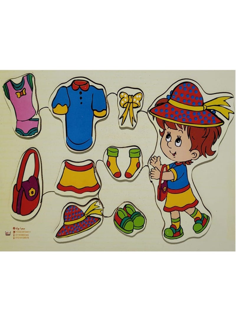 لوحتين بازل خشبى لملابس الولد و البنت - Image 2