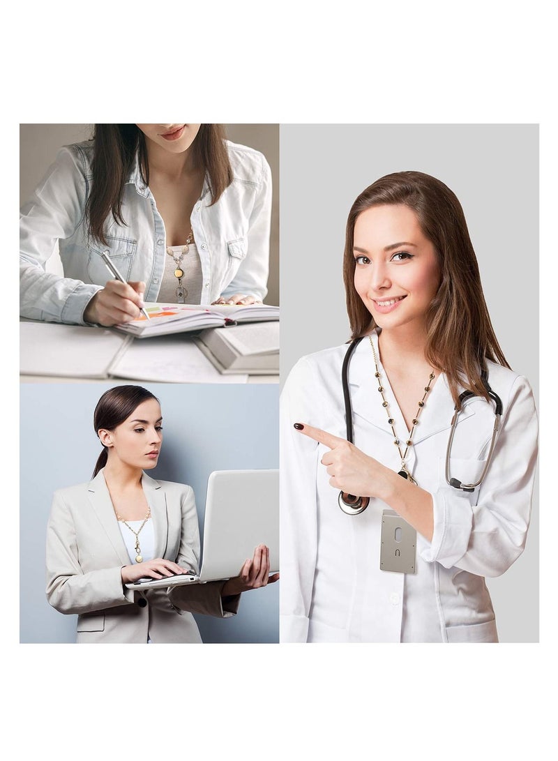 SYOSI Retractable Badge Reel Lanyard for ID Holder Set 3 Pieces, Necklace Name Badge Holder Lanyard Stainless Steel Beaded Chain with Waterproof Name Badge Holder Clip for Mother's Day Present - Image 3