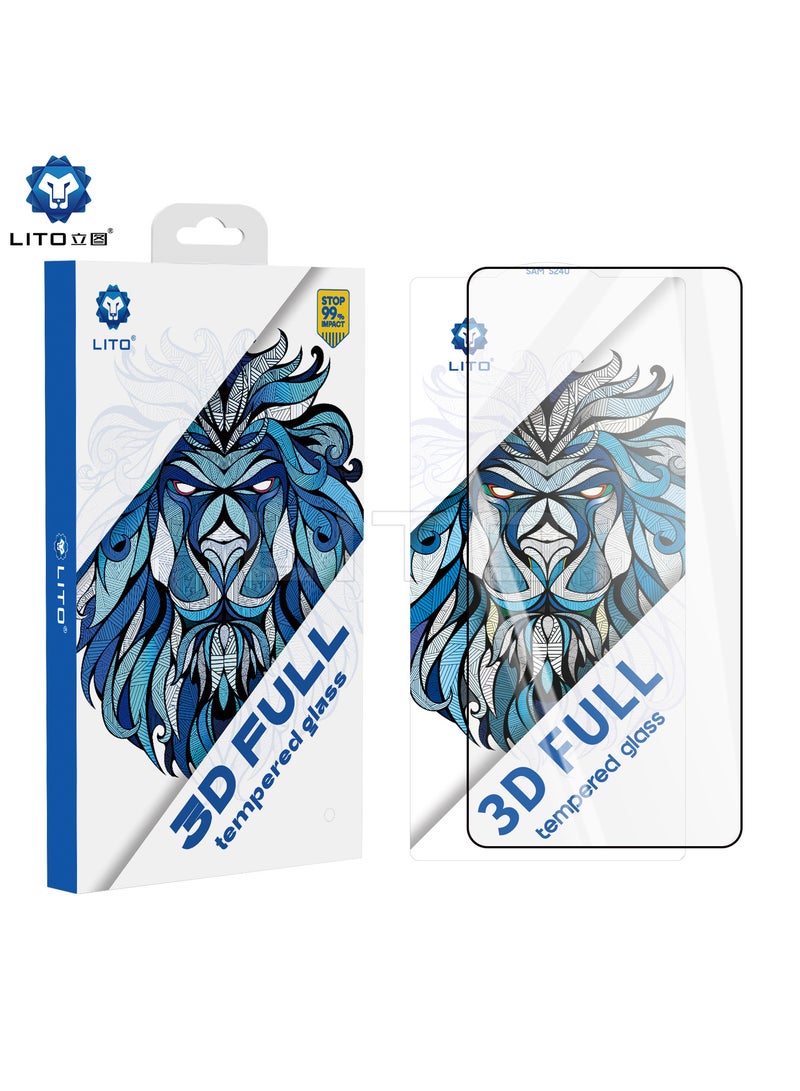 ليتو غطاء كامل ثلاثي الأبعاد من الزجاج المقسى لهاتف سامسونج جلاكسي اس 24 الترا  يعمل ببصمة الإصبع - اسود - Image 1