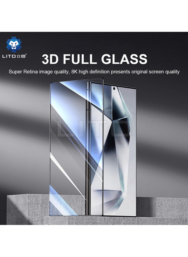 ليتو غطاء كامل ثلاثي الأبعاد من الزجاج المقسى لهاتف سامسونج جلاكسي اس 24 الترا  يعمل ببصمة الإصبع - اسود - Image 2