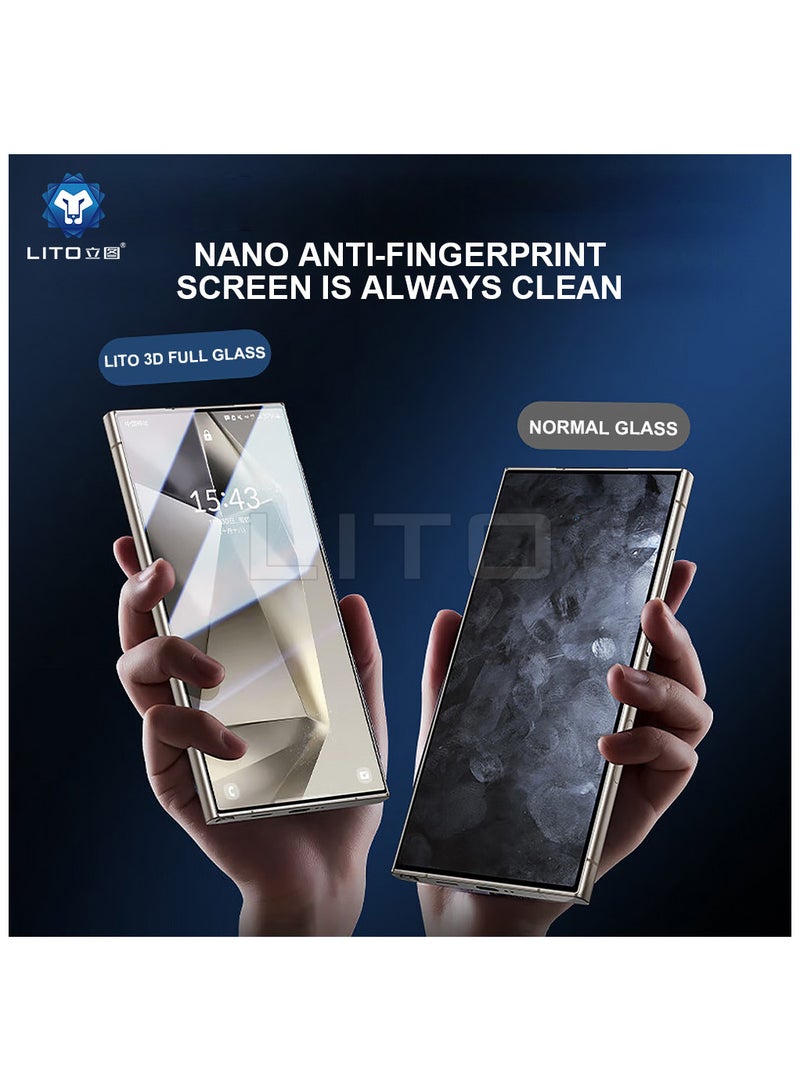 ليتو غطاء كامل ثلاثي الأبعاد من الزجاج المقسى لهاتف سامسونج جلاكسي اس 24 الترا  يعمل ببصمة الإصبع - اسود - Image 4