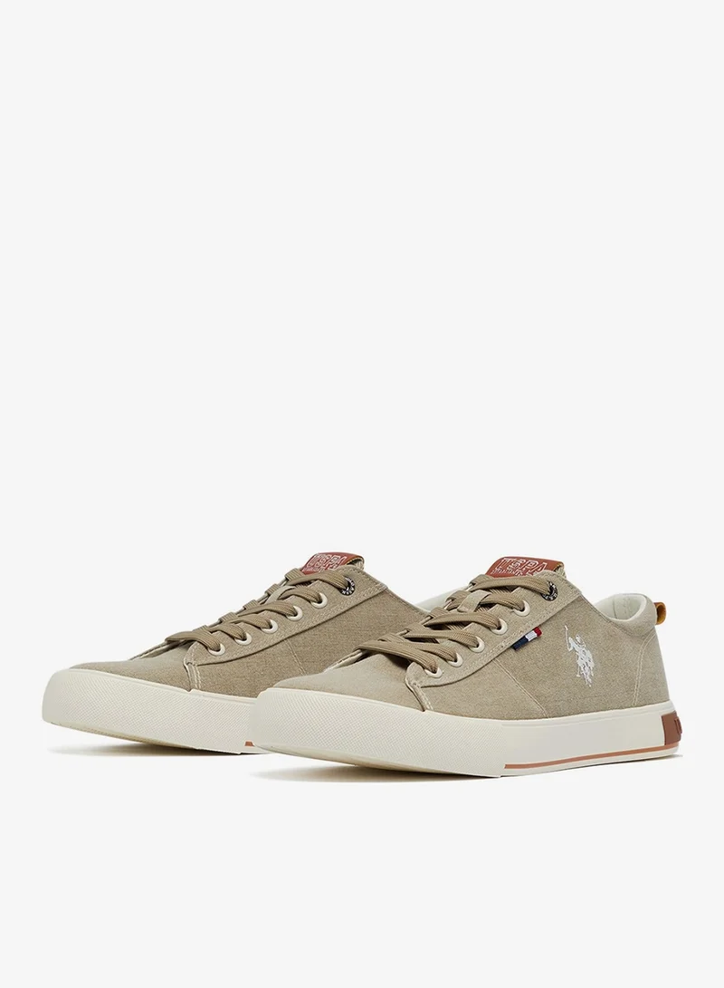 U.S. Polo Assn. Men's Beige Low-Canvas Top Sneakers - Lightweight Shoes
